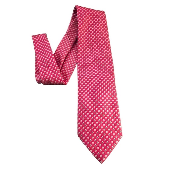 Altea Italian Silk Tie Pink bobbles dots - Picture 1 of 9